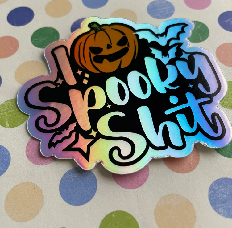 I Love Spooky Shit Holographic Sticker