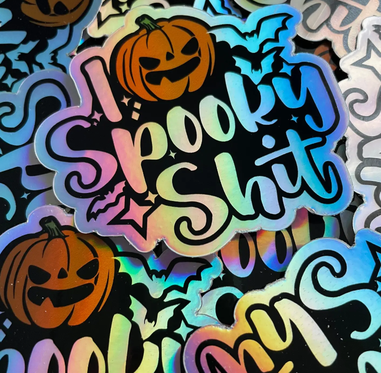 I Love Spooky Shit Holographic Sticker