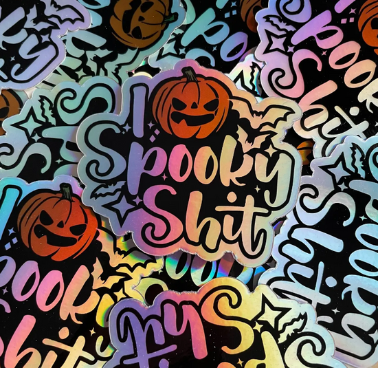 I Love Spooky Shit Holographic Sticker