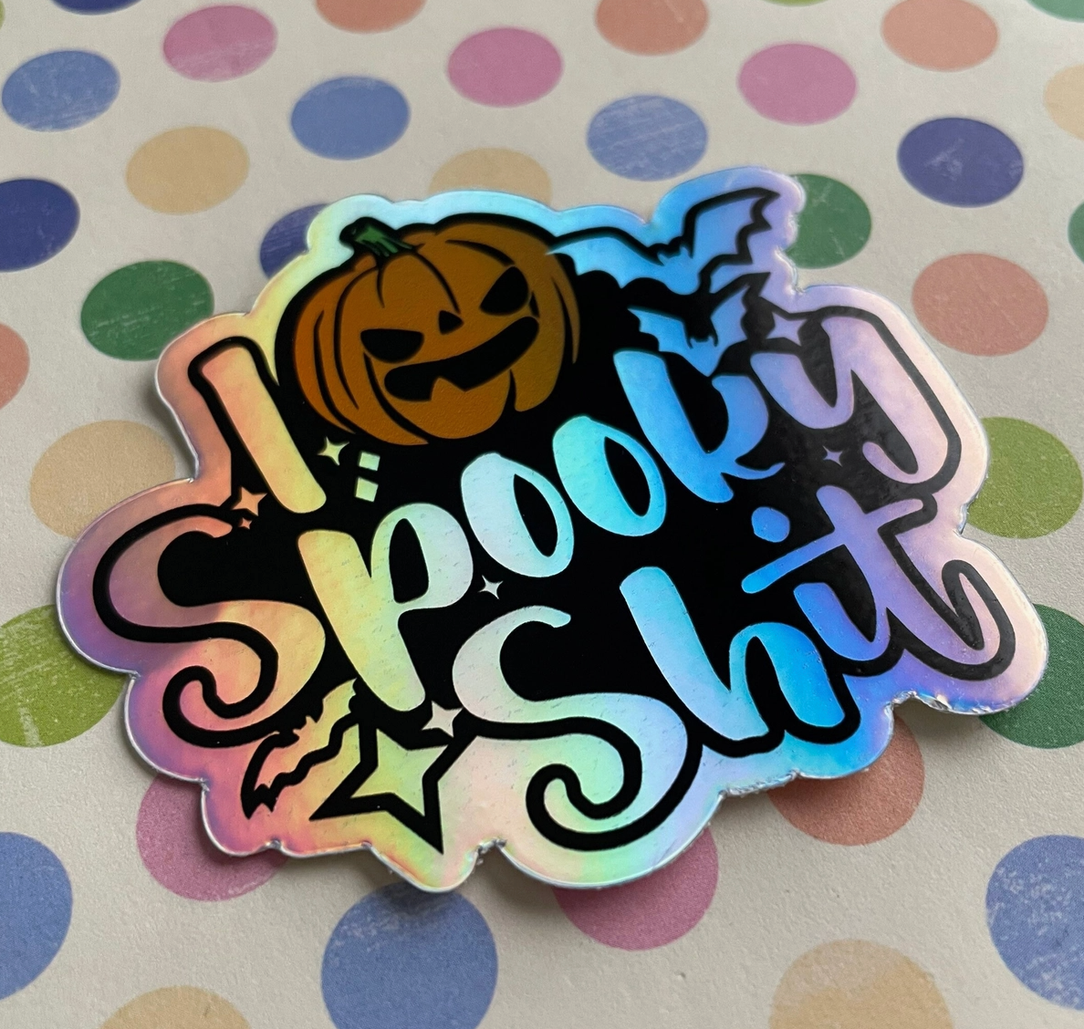 I Love Spooky Shit Holographic Sticker