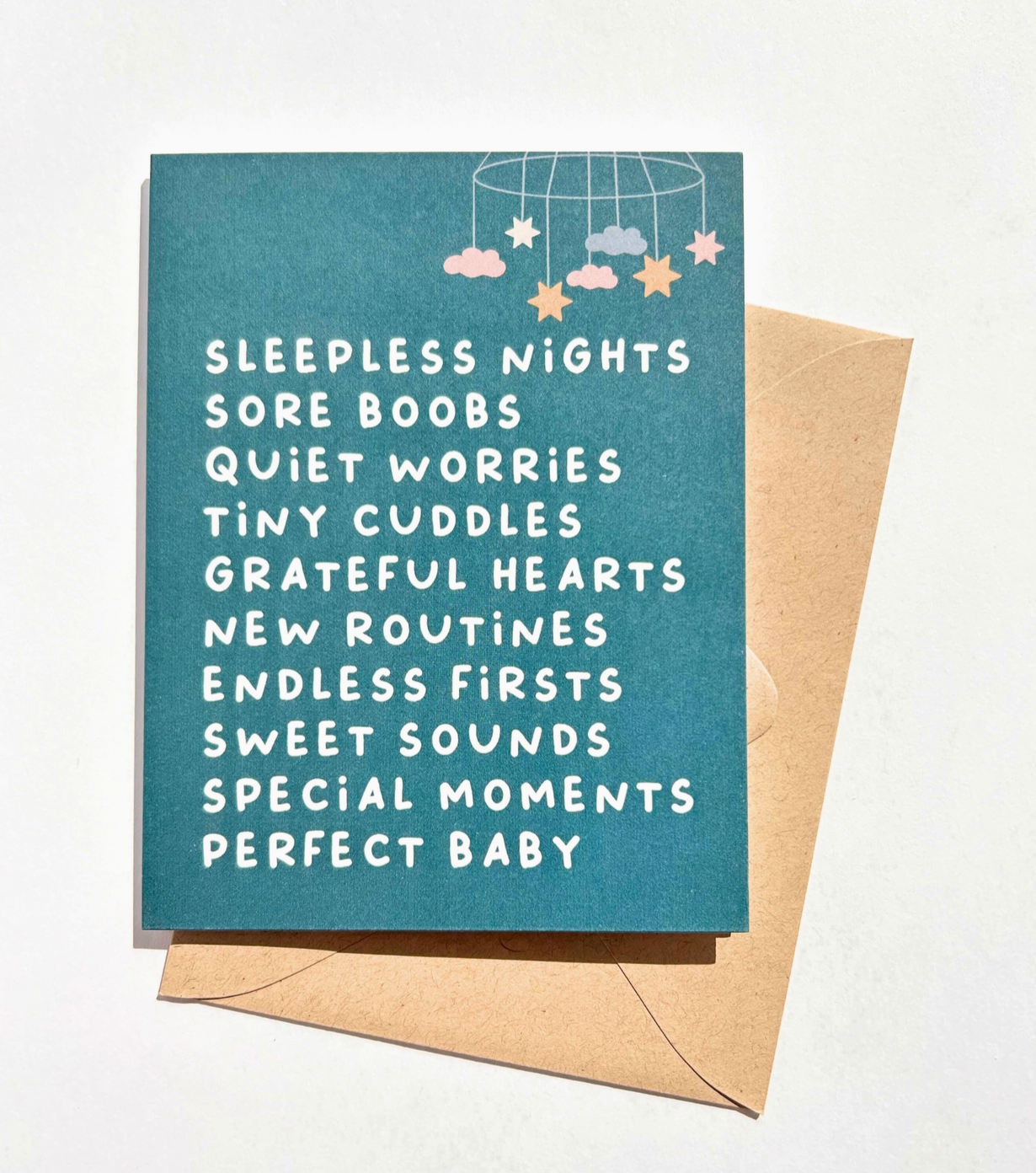 Sleepless Nights Sore Boobs Quiet Worries Tiny Cuddles New Baby Card