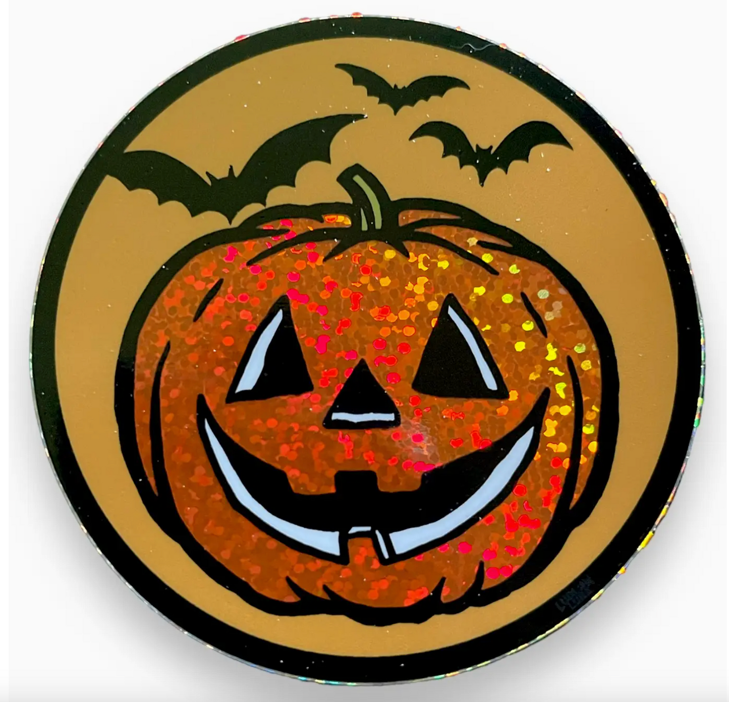 Jack O’Lantern Glitter Holographic Sticker