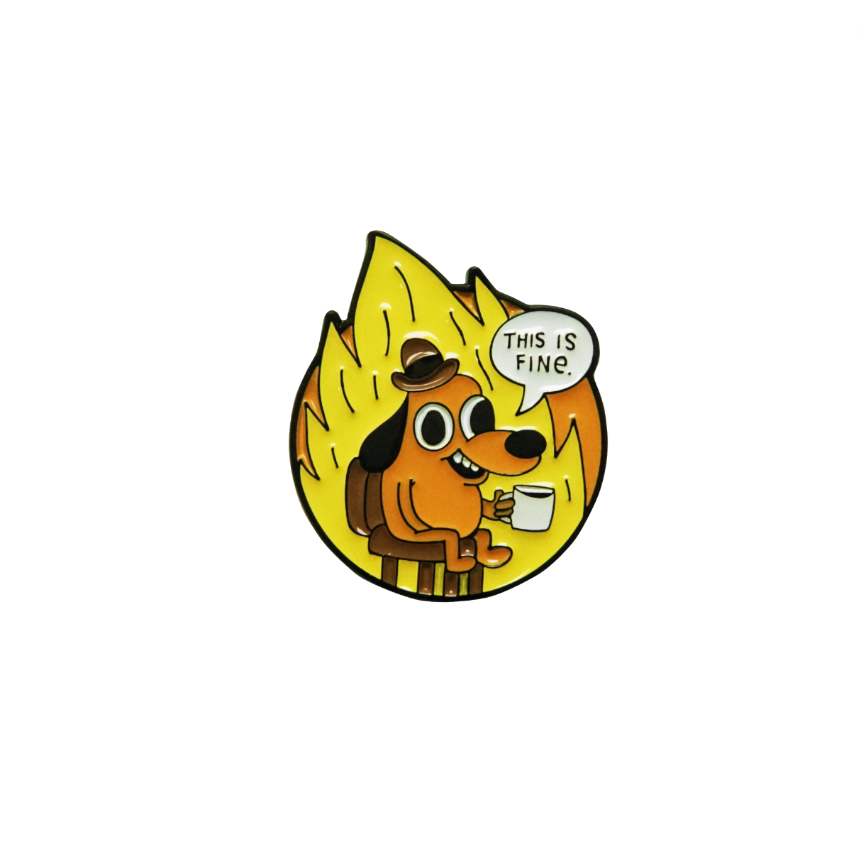 "This Is Fine" Question Hound Pin by KC Green Officially Licensed