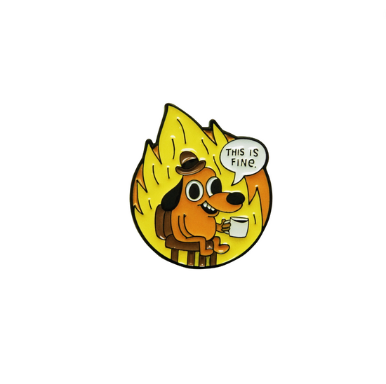 "This Is Fine" Question Hound Pin by KC Green Officially Licensed