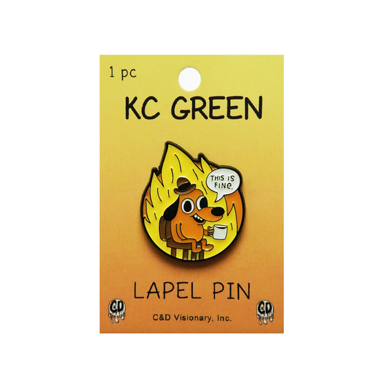 "This Is Fine" Question Hound Pin by KC Green Officially Licensed