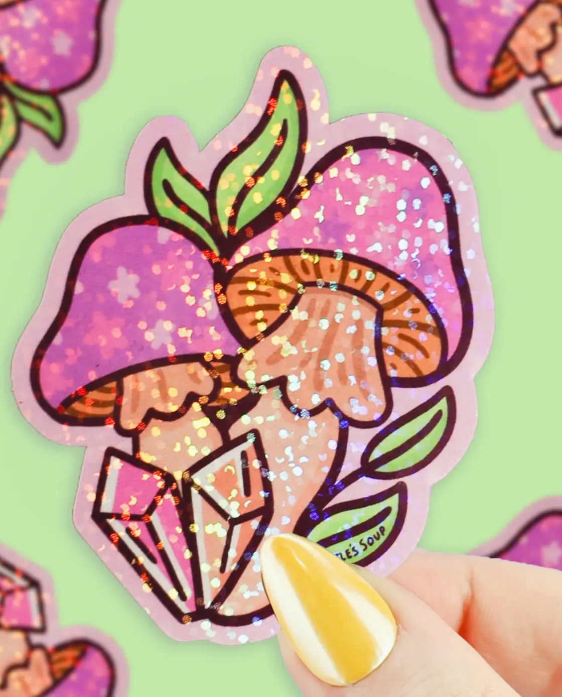 Magical Mushrooms Glitter Sticker