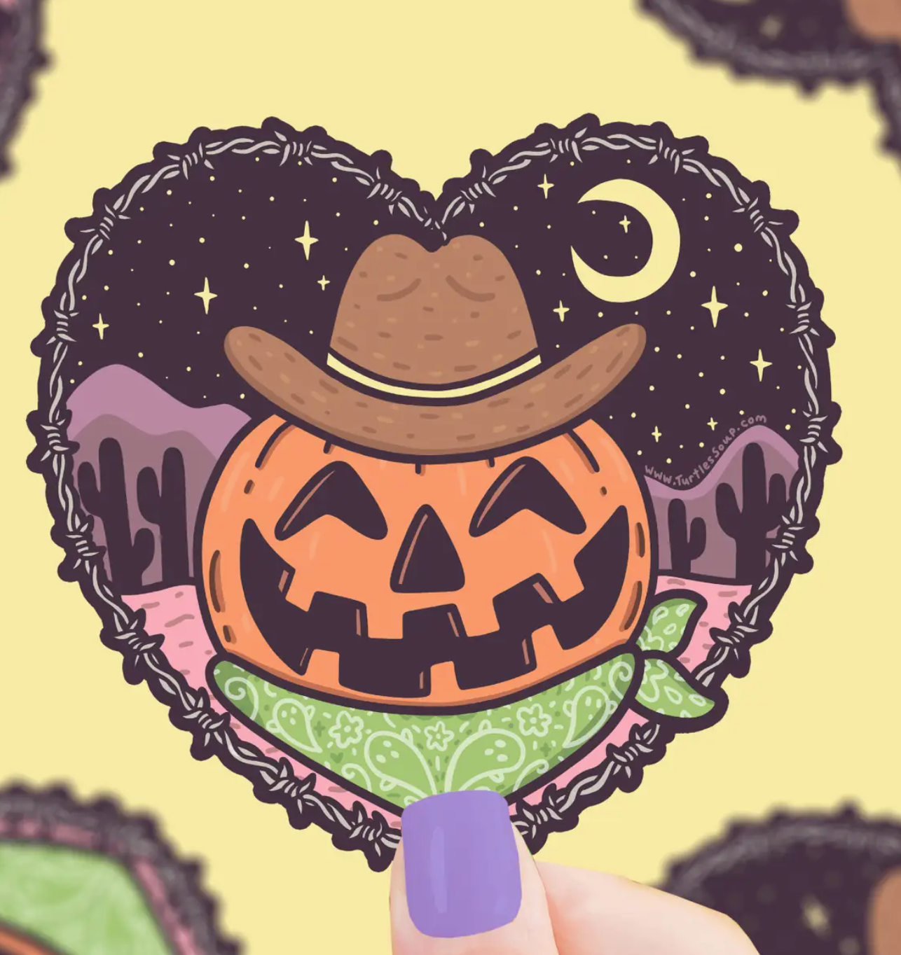 Western Cowboy Jack O' Lantern Halloween Sticker