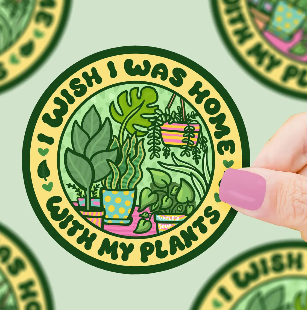 I Wish I Was Home With My Plants Sticker