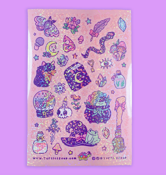 Witch Glitter Vinyl Sticker Sheet