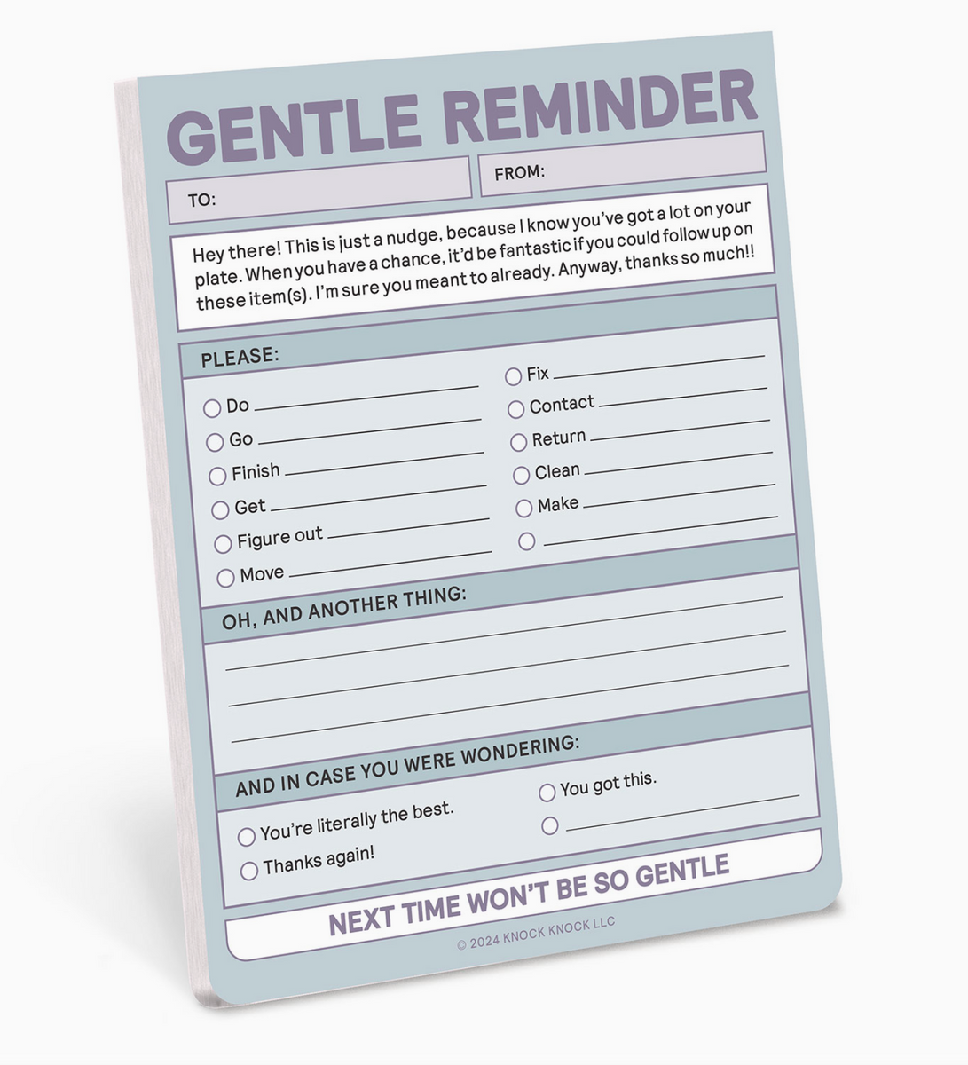 Gentle Reminders Notepad - 50 sheets – Hilarious Humanitarian