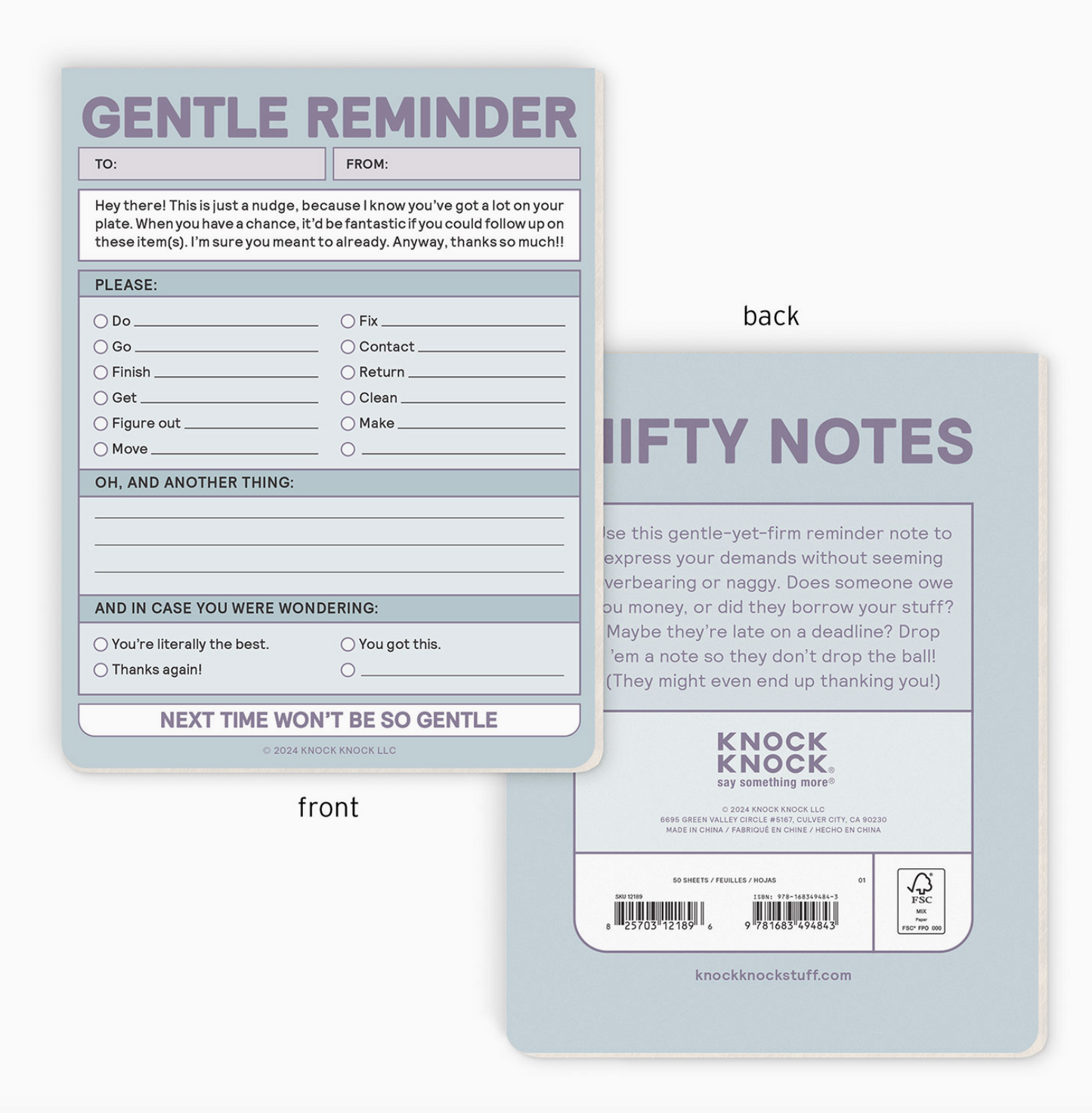 Gentle Reminders Notepad - 50 sheets