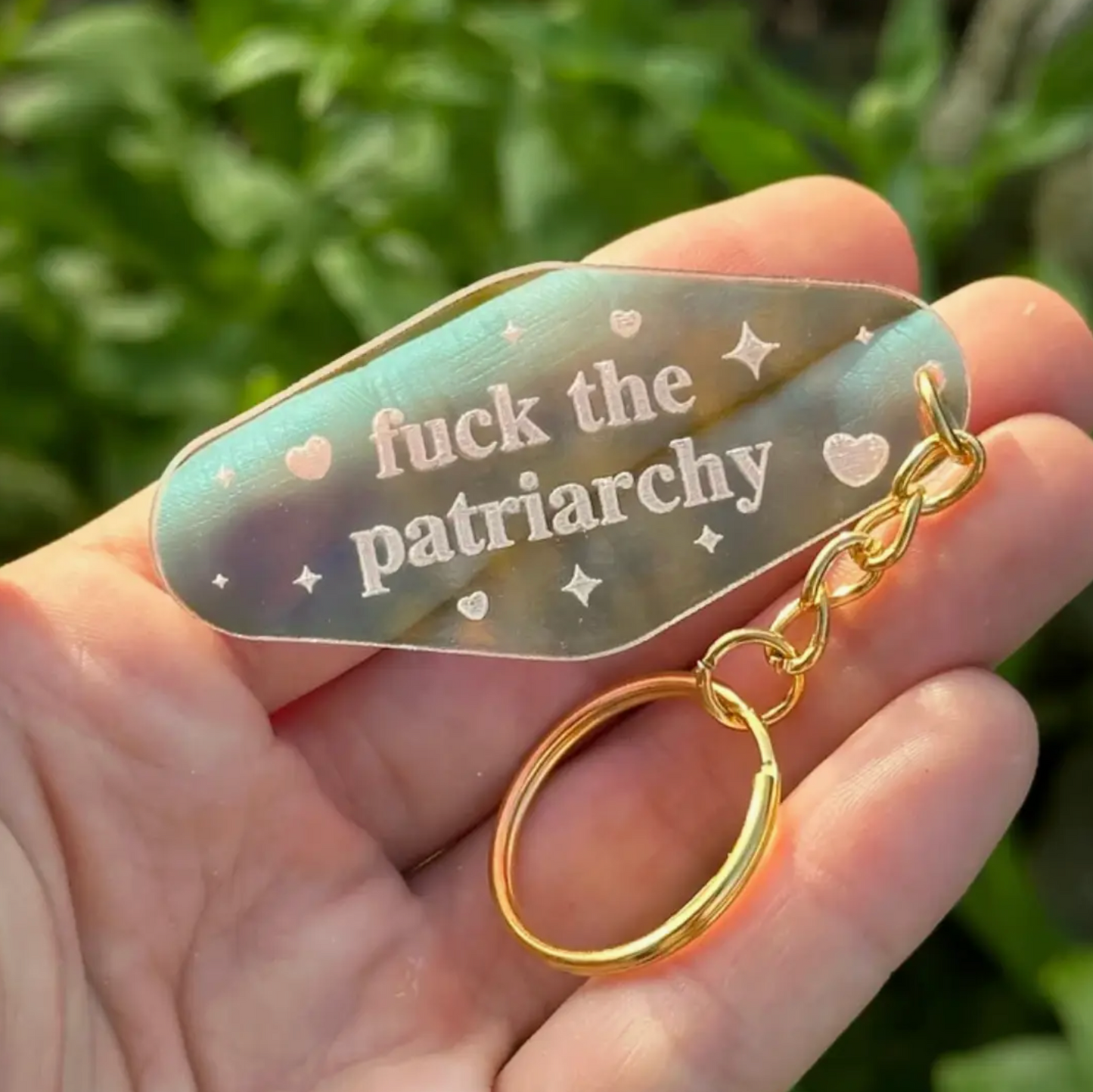 Fuck The Patriarchy Iridescent Motel Style Keychain