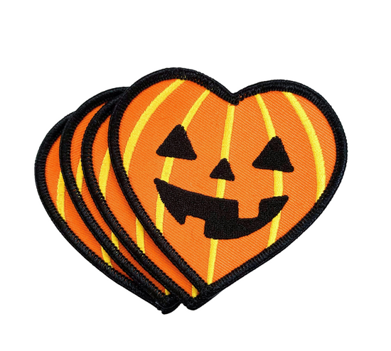 Jack O Lantern Heart Pumpkin Embroidered Patch