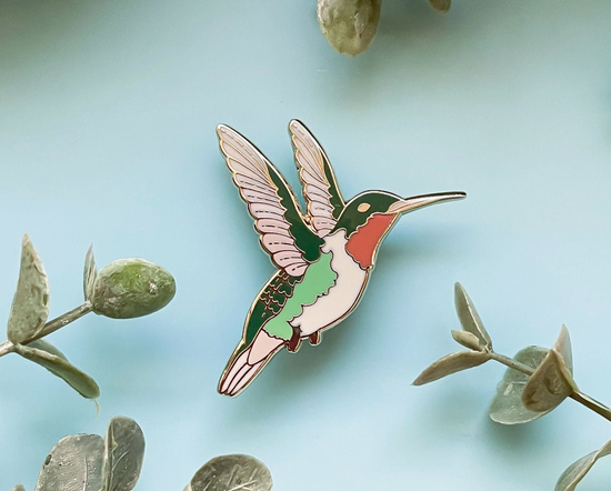 Ruby-Throated Hummingbird Pin