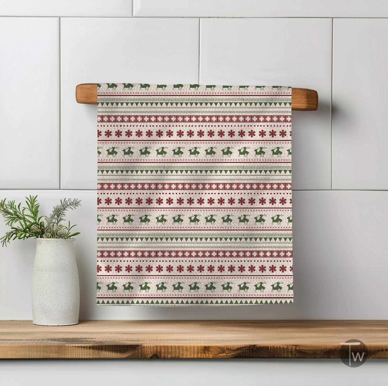 Holiday Sweater Frisky Deers Dish Towel