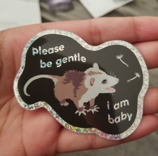 Please Be Gentle I Am A Baby Glitter Sticker