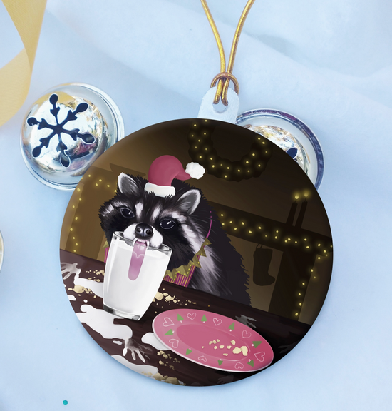 Raccoon Cookie Bandit Holiday Ornament