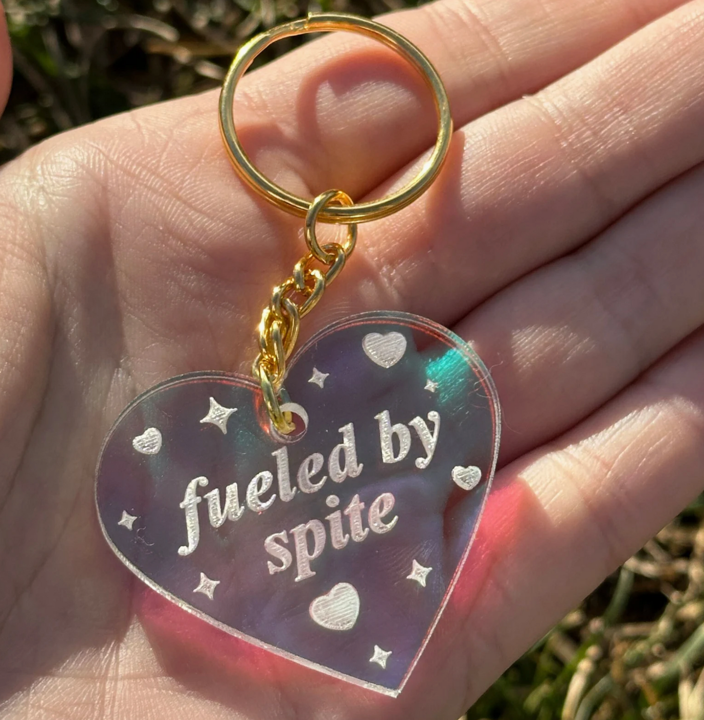 Fueled By Spite Iridescent Acrylic Keychain