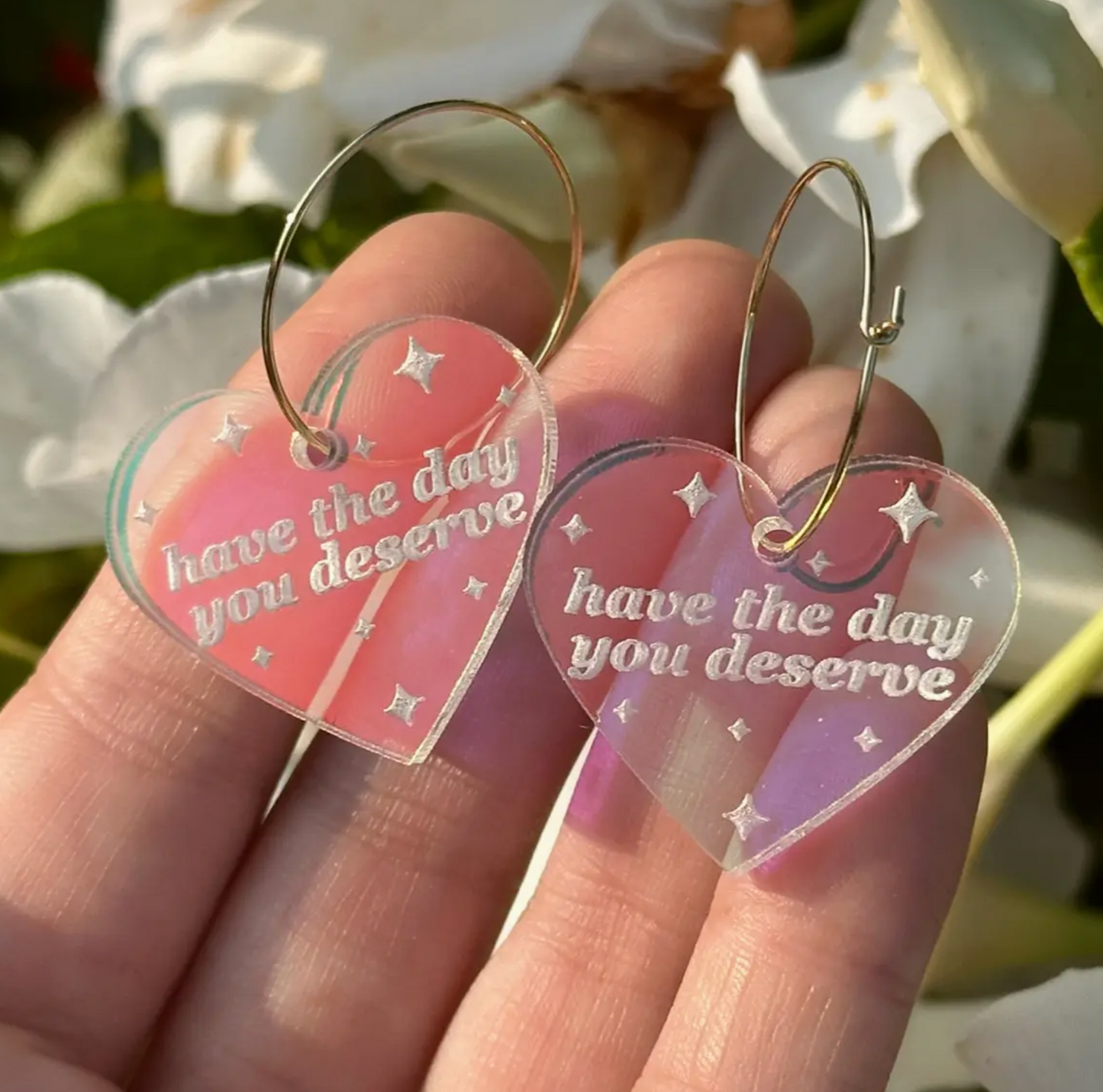 Have The Day You Deserve Iridescent Hoop Earrings