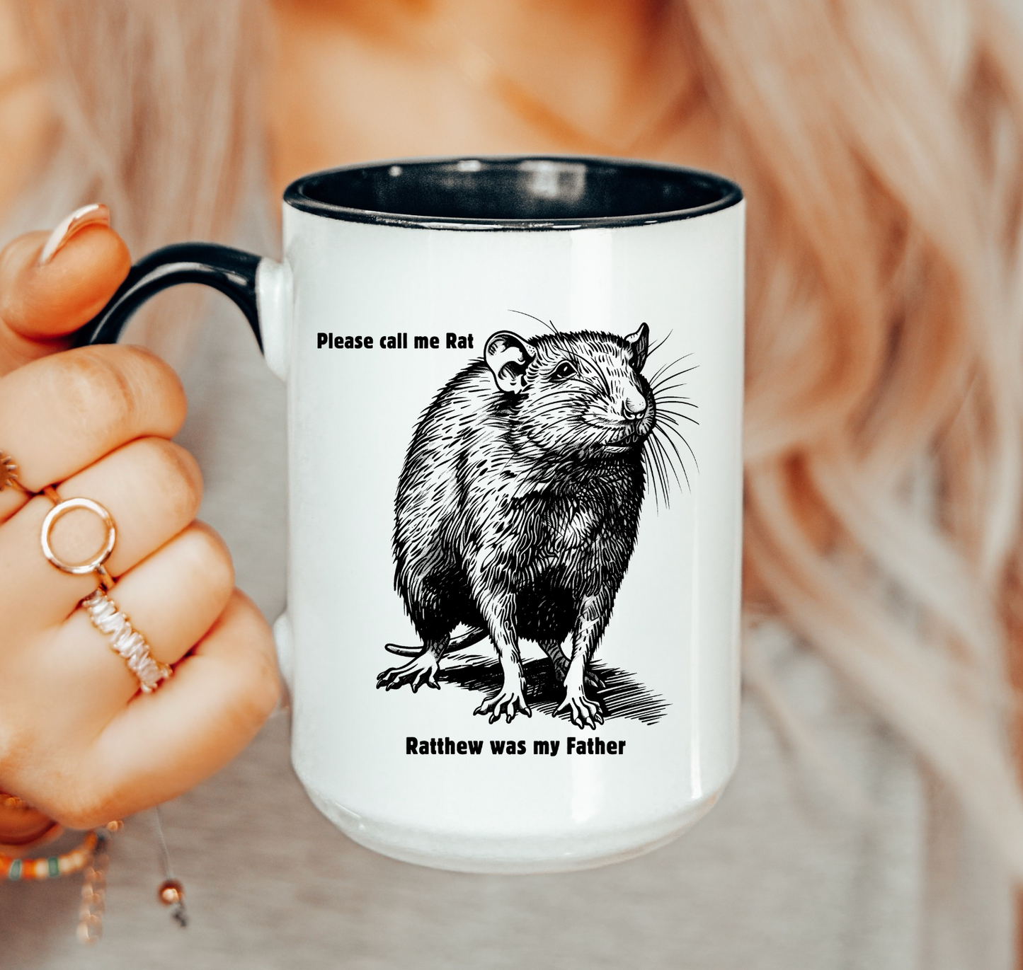 Please Call Me Rat 15oz Black Rimmed Mug