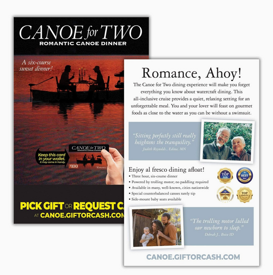 Canoe For Two Dining Package Prank Gift Card