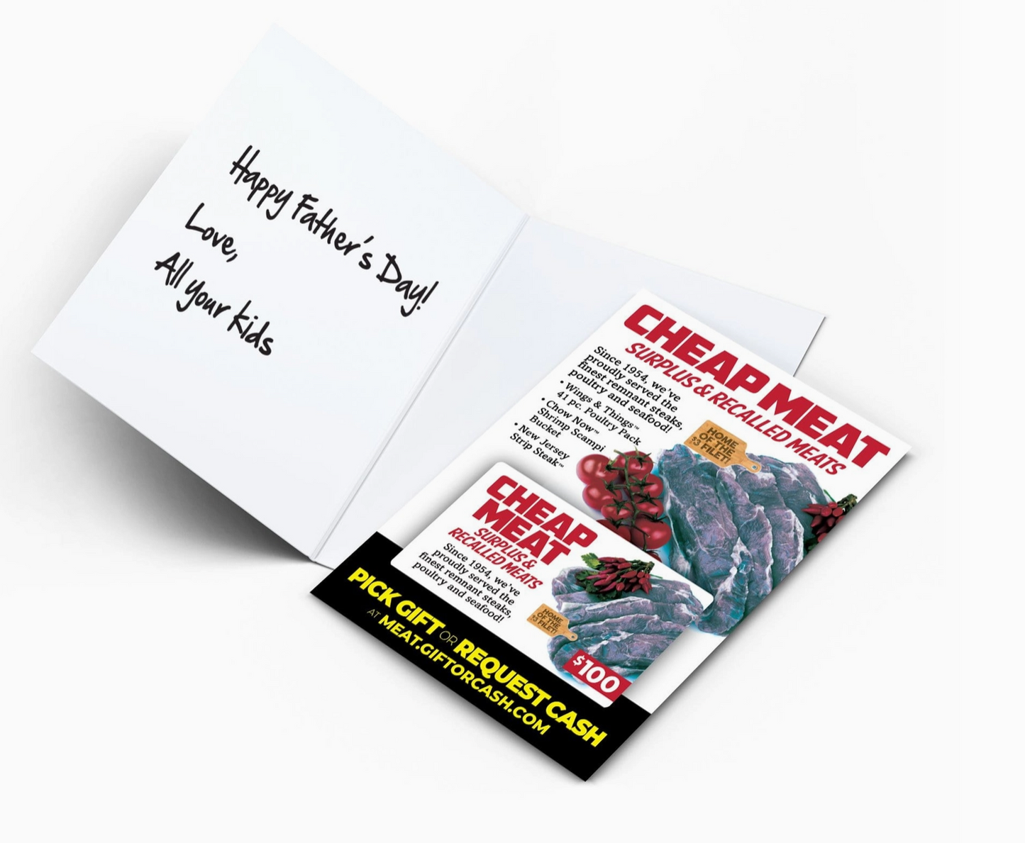 Cheap Meat Surplus Store Prank Gift Card