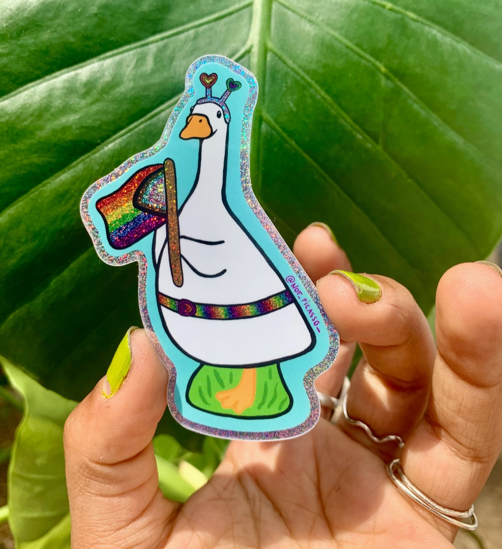 Pride Goose Glitter Sticker