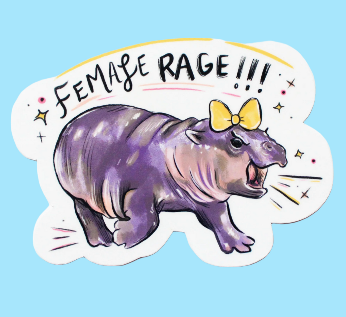 Moodeng Female Rage Sticker – Hilarious Humanitarian