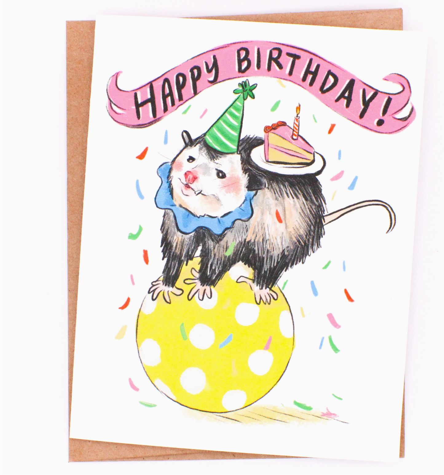 Happy Birthday Clown Possum Card