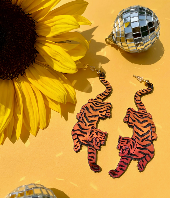 Tiger Iridescent Acrylic Earrings