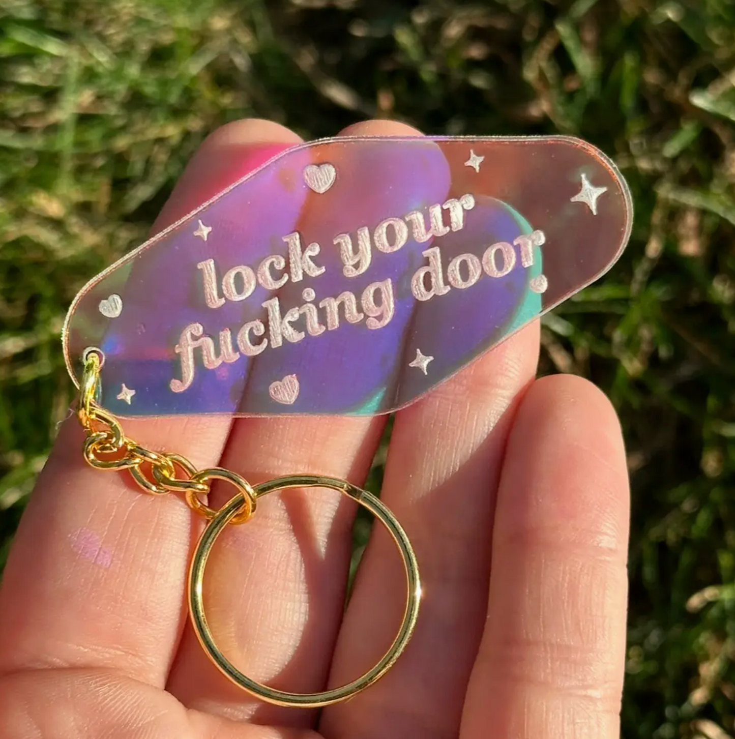 Lock Your Fucking Door Acrylic Motel Style Keychain