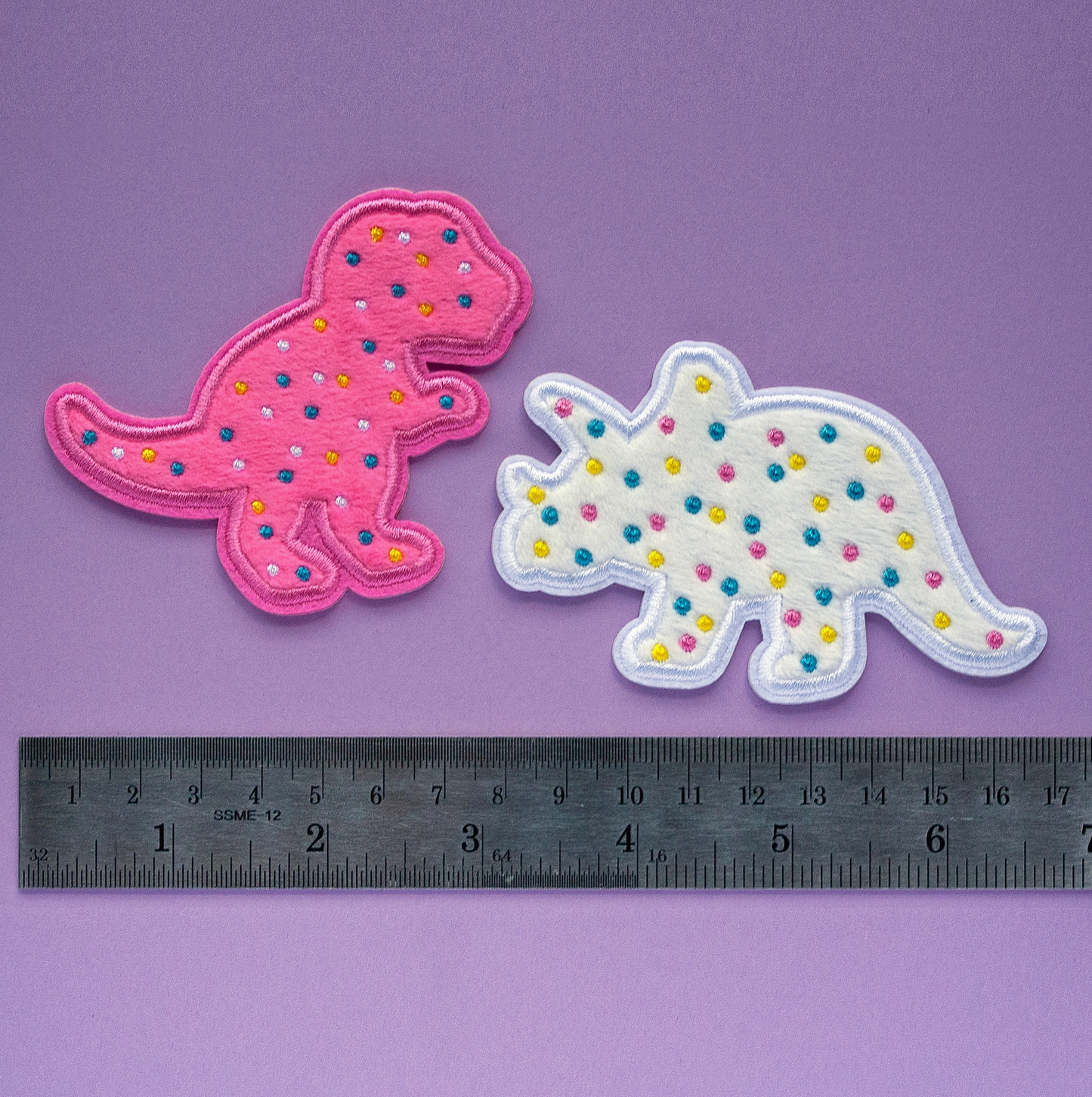 Dino Cookie Fuzzy Patch Set - 2 Patches Included