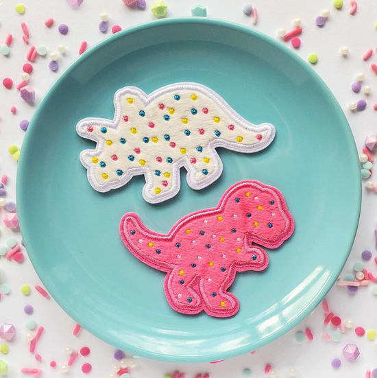 Dino Cookie Fuzzy Patch Set - 2 Patches Included