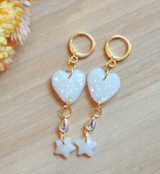 Heart & Star Clay Earrings