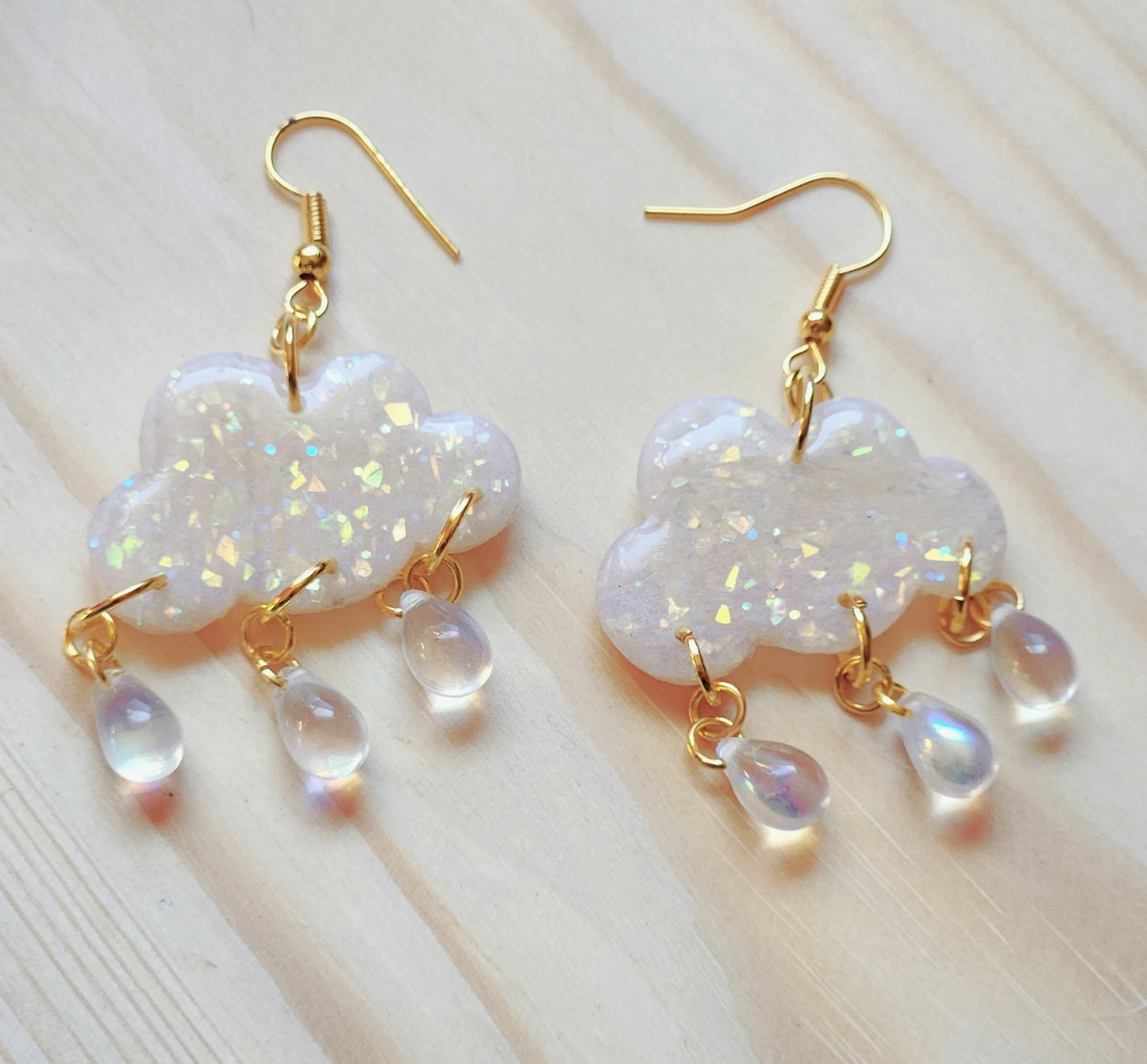 Opal Glitter Cloud Clay Earrings