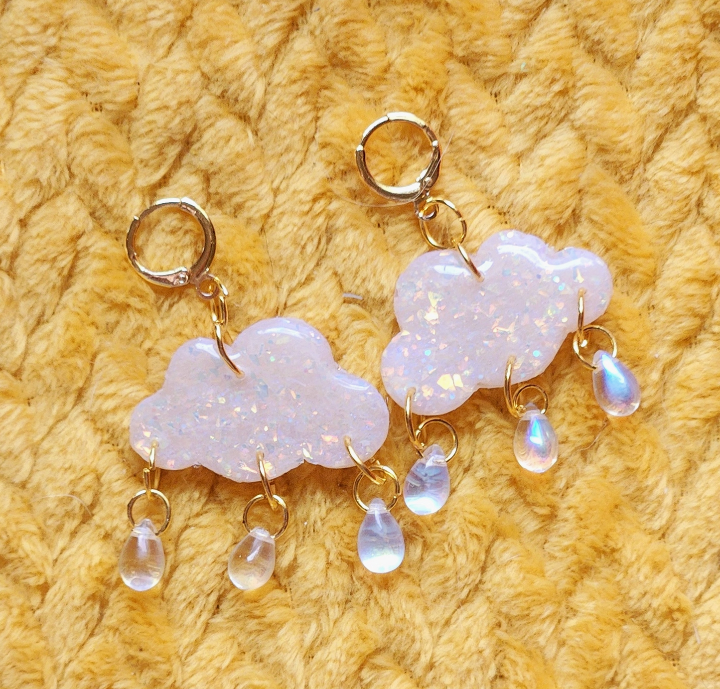 Opal Glitter Cloud Clay Earrings