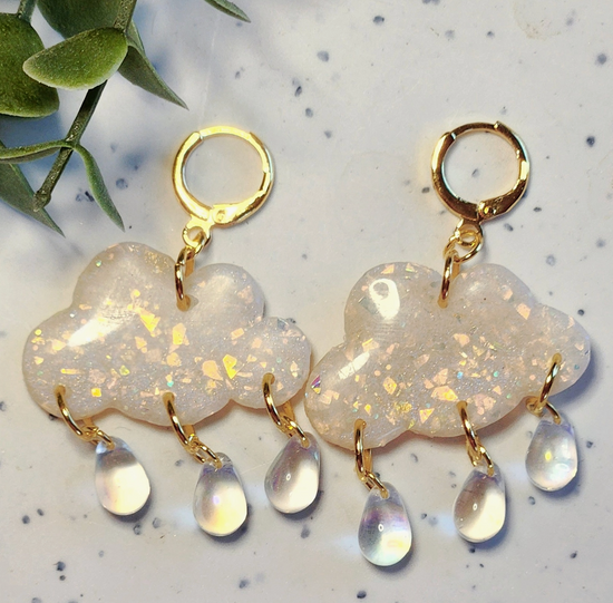 Opal Glitter Cloud Clay Earrings