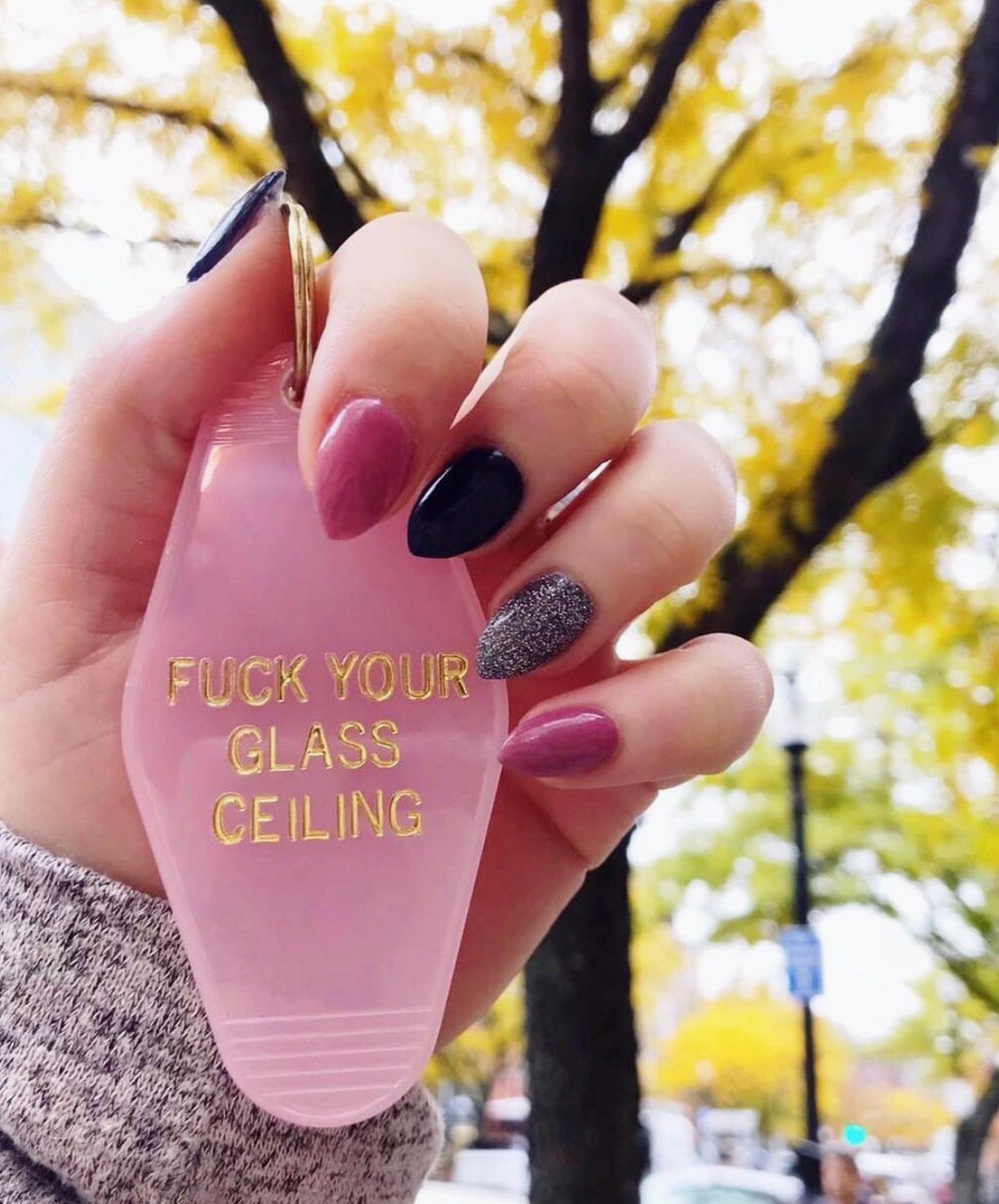 Fuck Your Glass Ceiling Motel Style Keychain