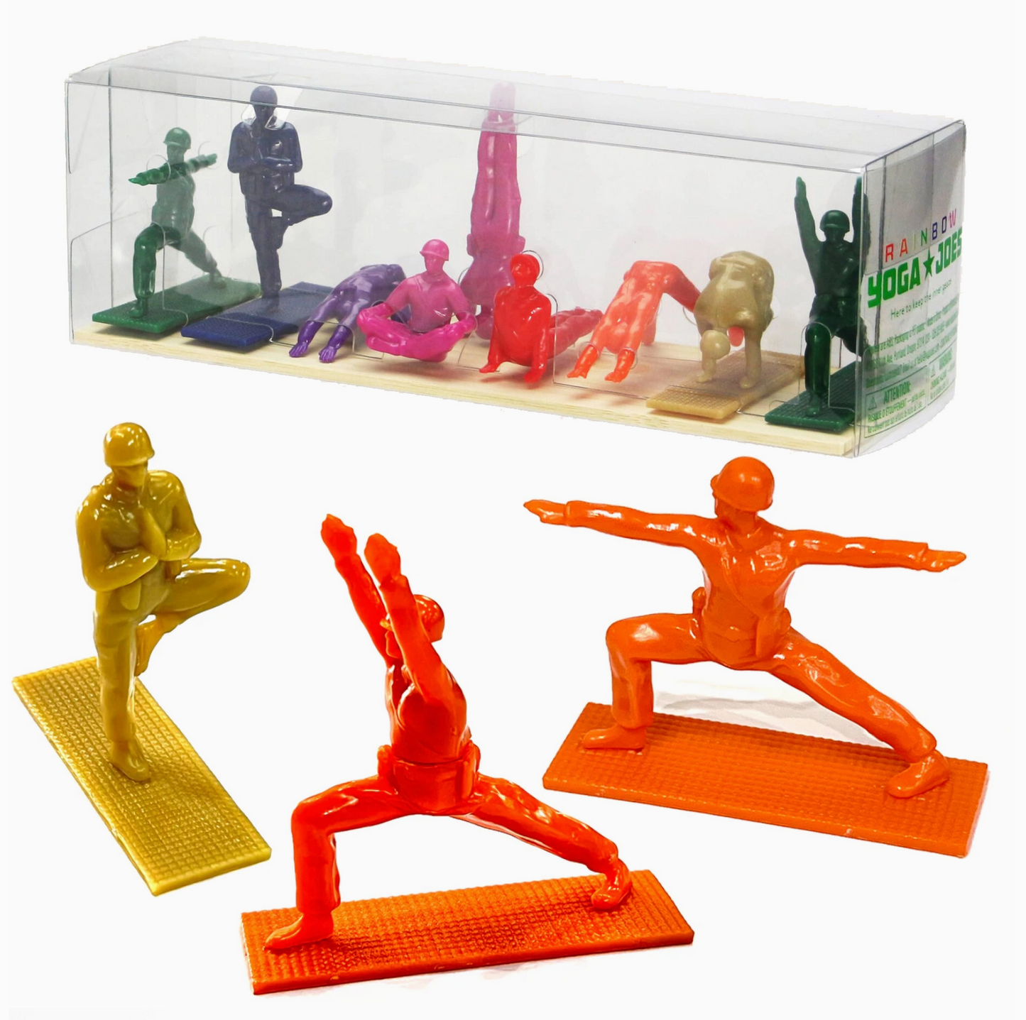 Rainbow Yoga Joes Set - 9 Figurines Included (Assorted Colors)