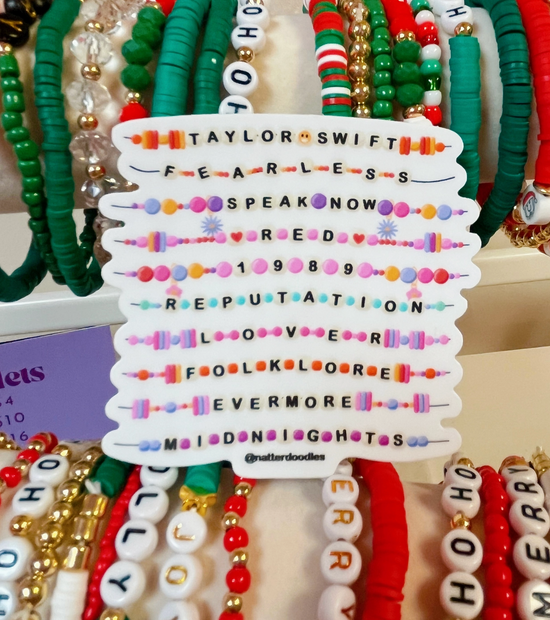 Taylor Swift Album Titles & Friendship Bracelets Era Sticker