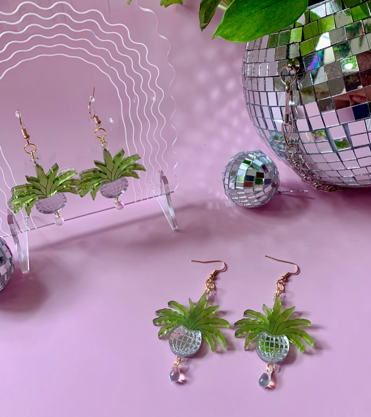 Disco Ball Planters Earrings