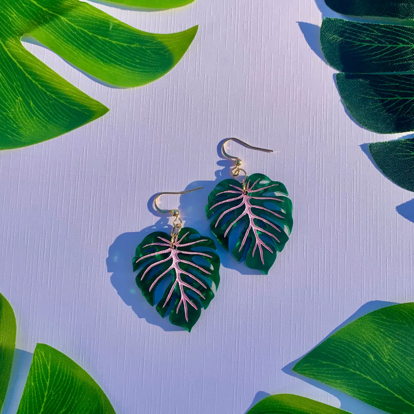 Mini Monstera Earrings