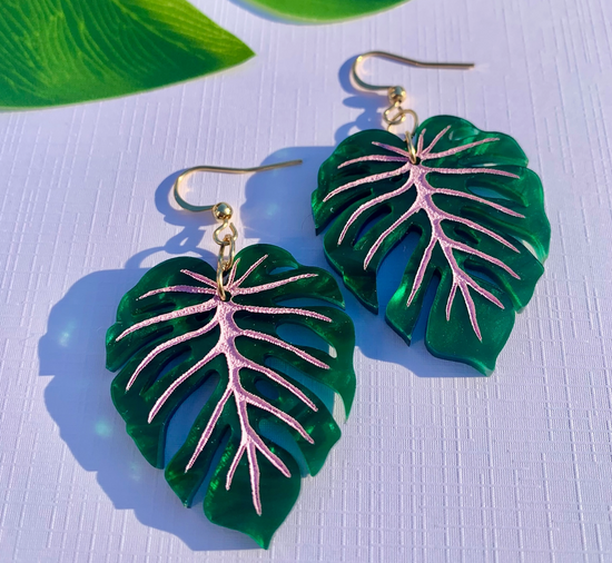 Mini Monstera Earrings