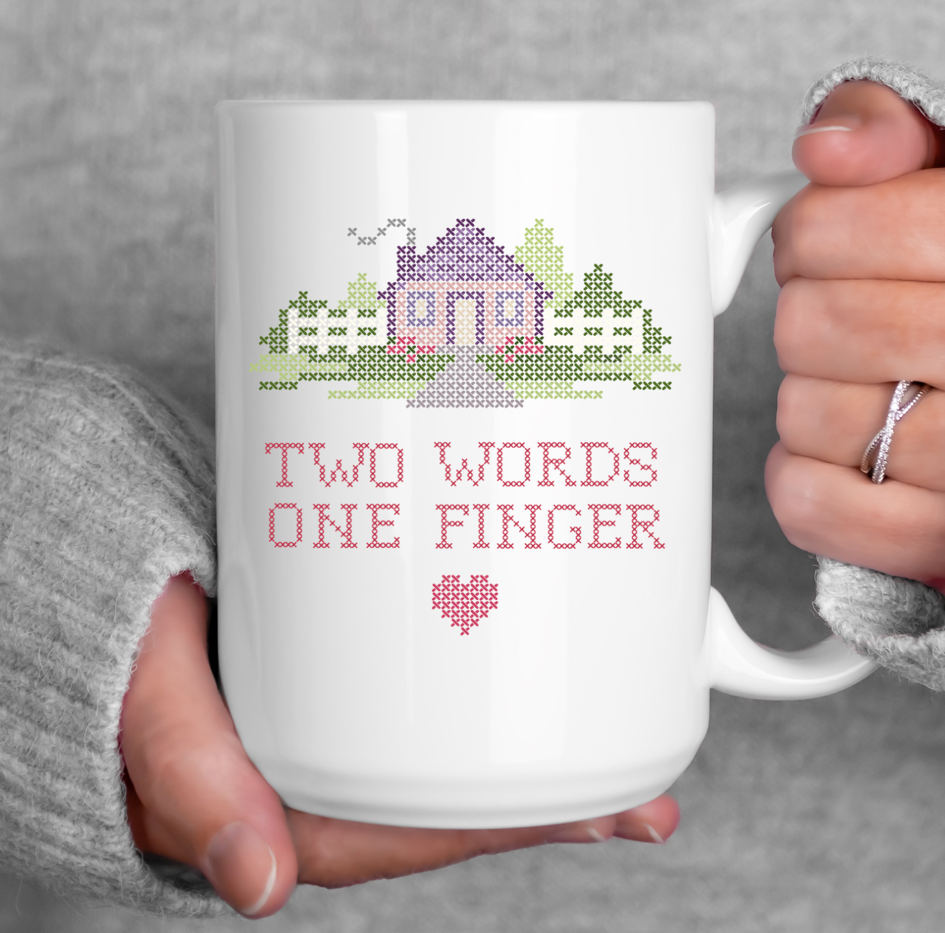 Two Words One Finger 15 oz Mug (2 colors available)