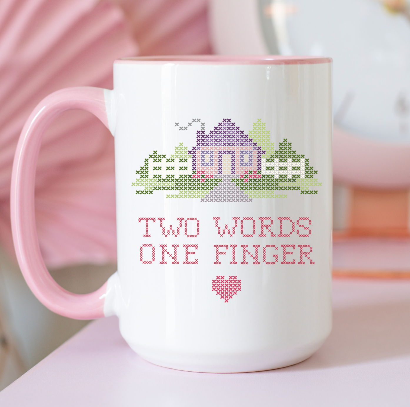 Two Words One Finger 15 oz Mug (2 colors available)