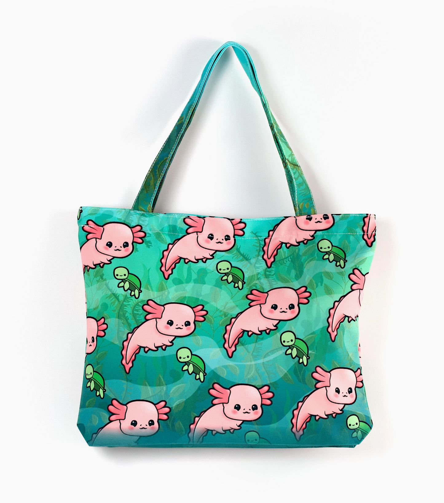 Axolotl & Tiny Sea Turtle Tote Bag