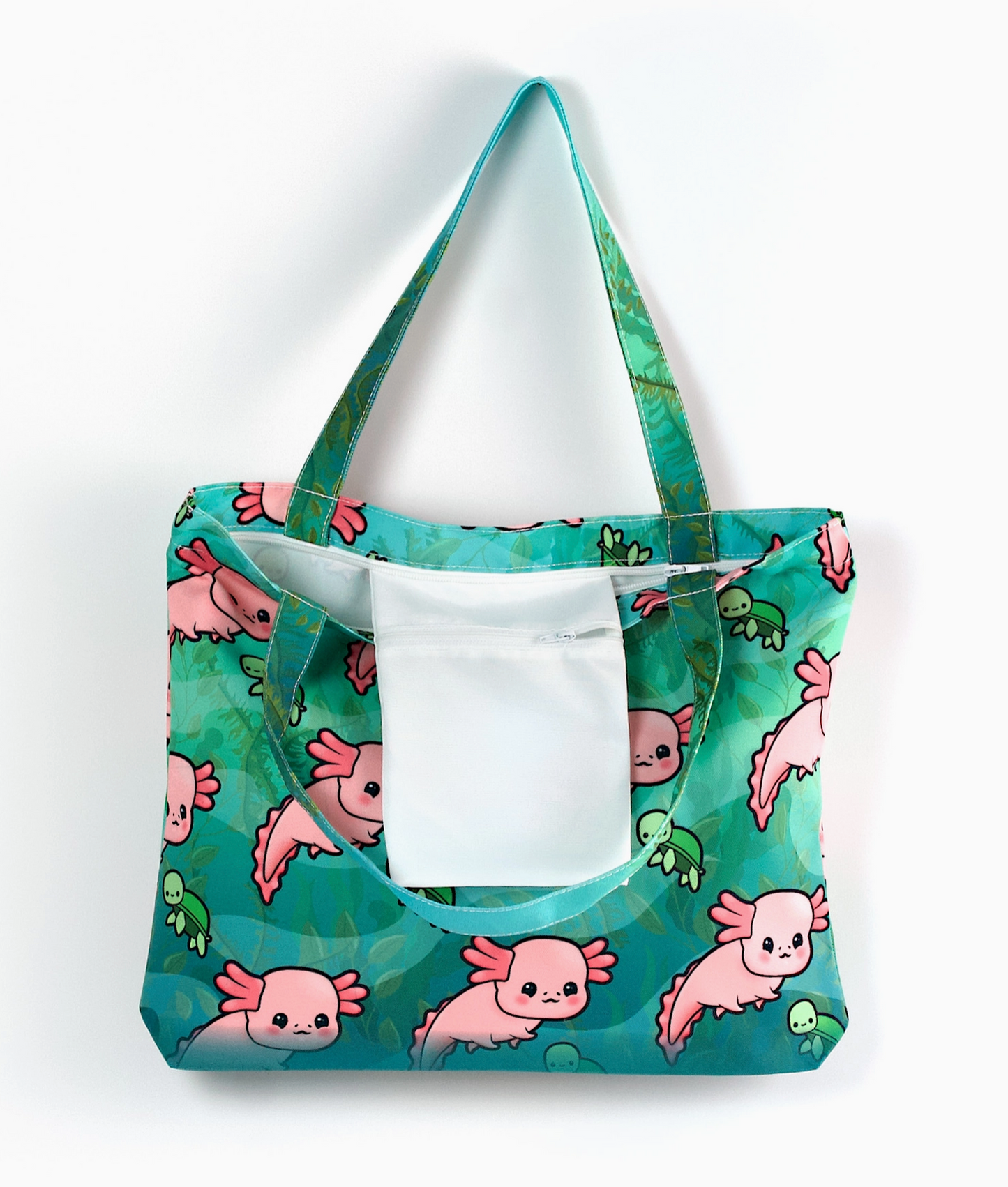 Axolotl & Tiny Sea Turtle Tote Bag