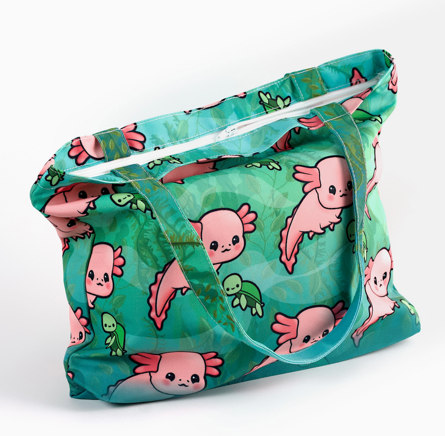 Axolotl & Tiny Sea Turtle Tote Bag