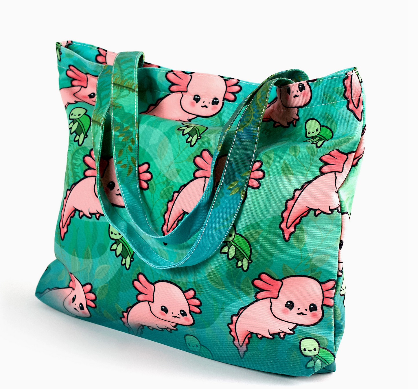 Axolotl & Tiny Sea Turtle Tote Bag