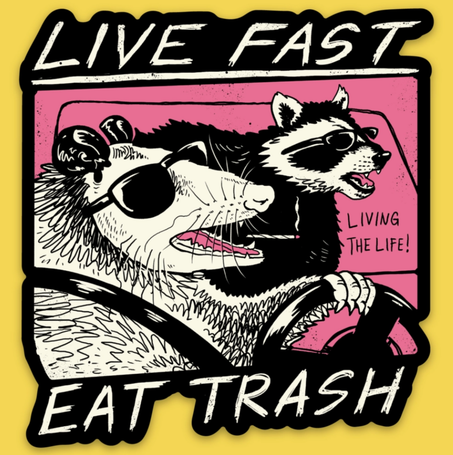 Live Fast Eat Trash Sticker